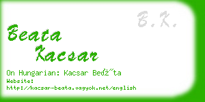 beata kacsar business card